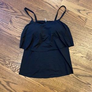 GUC Land’s End Black Ruffle Tankini Swim Top; Size 8